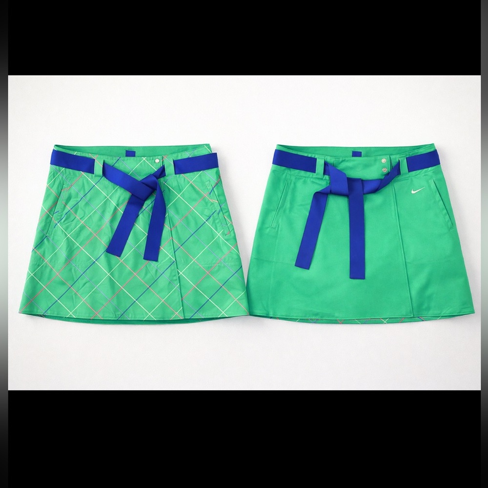 Nike Golf Reversible Dri-FIT Skirt Green Plaid Athletic Athleisure Preppy